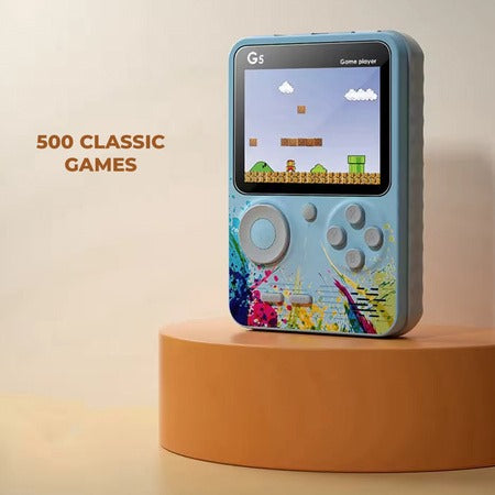 Like Star G5 500-in-1 Retro Handheld Game Console – Single Player | TV Compatible (Pink/Blue)