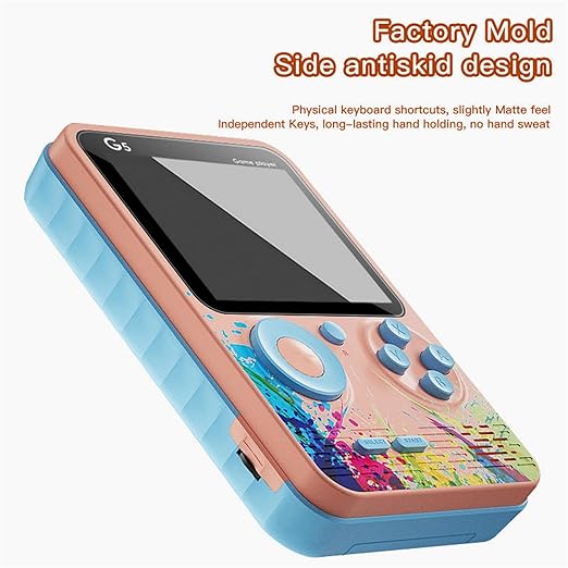 Like Star G5 500-in-1 Retro Handheld Game Console – Single Player | TV Compatible (Pink/Blue)